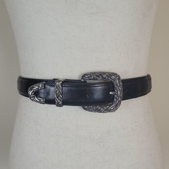 Vintage Brighton Onyx Belt 30 Black Leather Western Braided Cowgirl Rodeo Boho main image 5